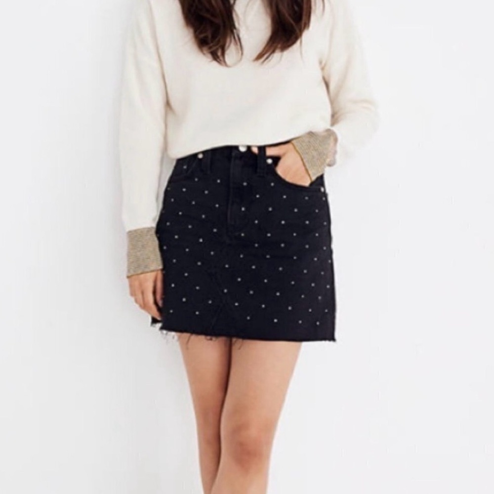 Madewell Embellished A-Line Denim Skirt